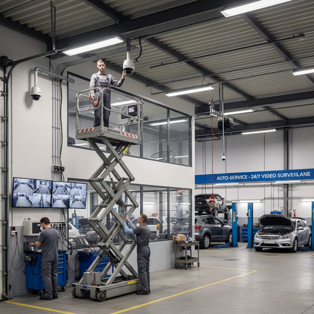 Установка видеонаблюдения в автосервисе