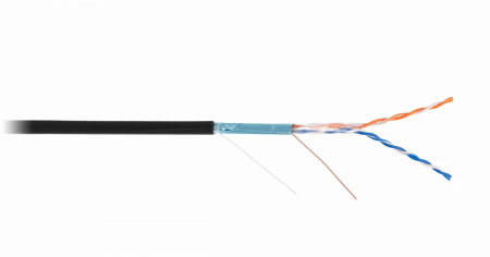 EC-UF002-5-PE-BK Кабель F/UTP 2 пары, Кат.5, медный, внешний, PE, черный, 305м